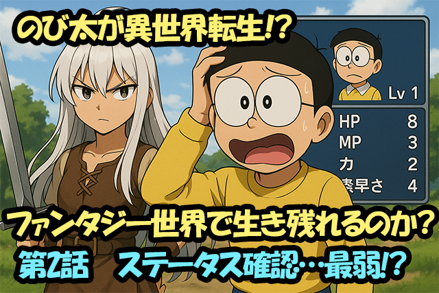 のび太が異世界転生！？ファンタジー世界で生き残れるのか？第2話　ステータス確認…最弱!？